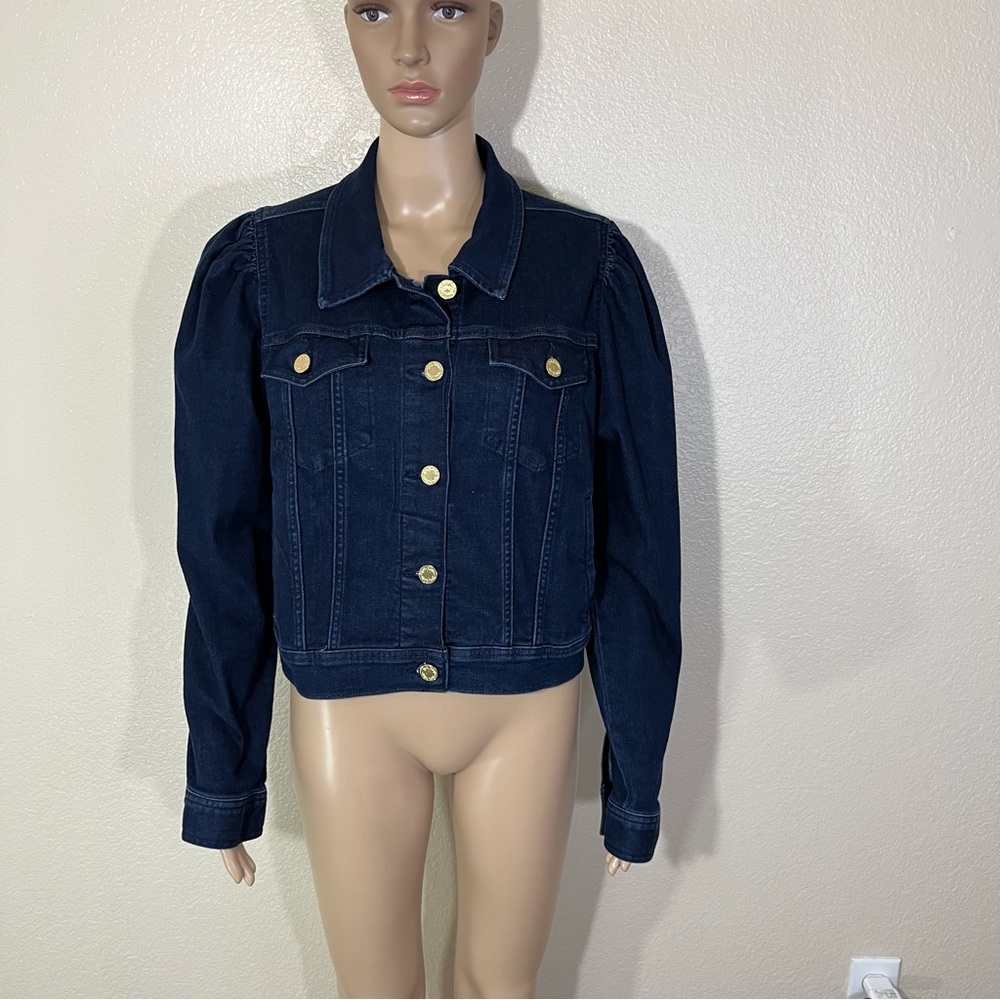 Lilly Pulitzer laylani Denim Jean Jacket Size XL Dark Navy Blue